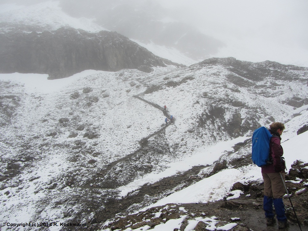 Aufstieg ab ca. 2300 m Hhe nur noch im Schnee