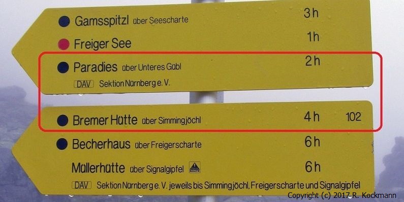 ber das "Paradies" geht es zur Bremer Htte