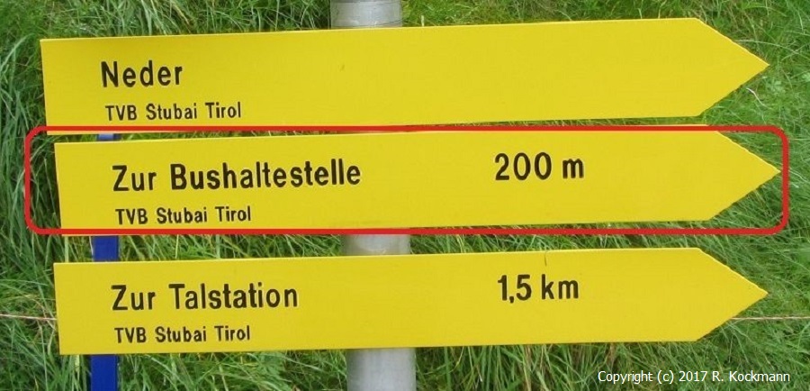 Unser Ziel in Neustift-Neder: Die nchste Busstation, um nach Fulpmes zu kommen