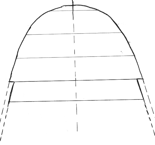 Die Spitze der Parabel im Mastab 1:1